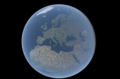 Terrain en relief affiché à l'échelle du globe dans Horizon